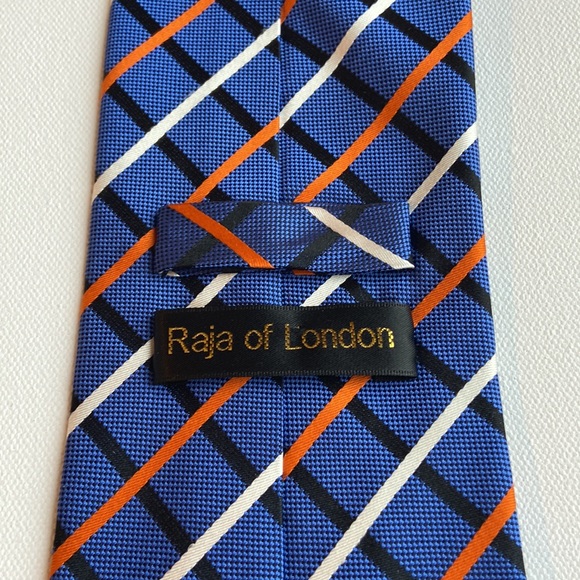 Raja of London Purple Grid Pattern Silk Tie - Picture 2 of 5